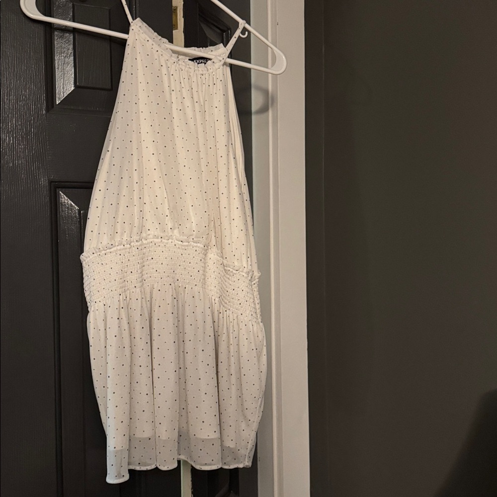 Express White Polka Dot Tank Top